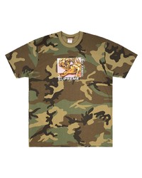 T-shirt à col rond camouflage olive Supreme