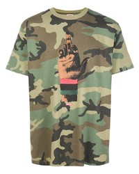 T-shirt à col rond camouflage olive Supreme