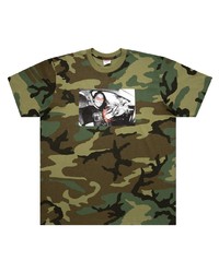 T-shirt à col rond camouflage olive Supreme