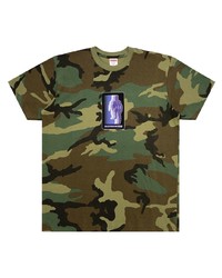 T-shirt à col rond camouflage olive Supreme