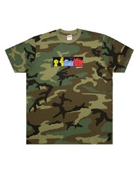 T-shirt à col rond camouflage olive Supreme