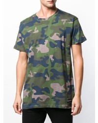 T-shirt à col rond camouflage olive Les (Art)ists