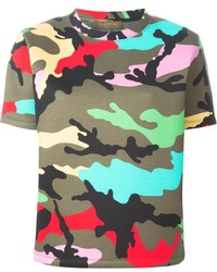 T-shirt à col rond camouflage olive Valentino