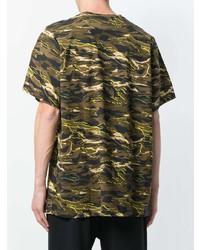 T-shirt à col rond camouflage olive Puma
