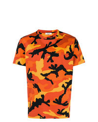 T-shirt à col rond camouflage orange
