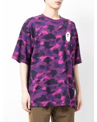 T-shirt à col rond camouflage pourpre A Bathing Ape