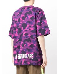 T-shirt à col rond camouflage pourpre A Bathing Ape