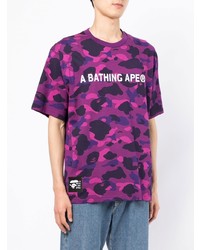 T-shirt à col rond camouflage pourpre A Bathing Ape