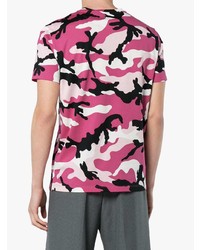 T-shirt à col rond camouflage rose Valentino