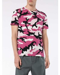 T-shirt à col rond camouflage rose Valentino