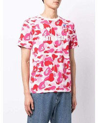 T-shirt à col rond camouflage rose A Bathing Ape