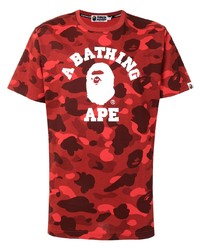 T-shirt à col rond camouflage rouge A Bathing Ape