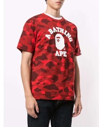 T-shirt à col rond camouflage rouge A Bathing Ape