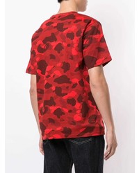 T-shirt à col rond camouflage rouge A Bathing Ape