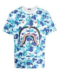 T-shirt à col rond camouflage turquoise A Bathing Ape