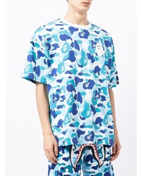 T-shirt à col rond camouflage turquoise A Bathing Ape