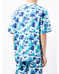 T-shirt à col rond camouflage turquoise A Bathing Ape