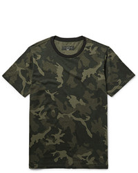 T-shirt à col rond camouflage vert foncé