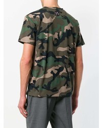 T-shirt à col rond camouflage vert foncé Valentino