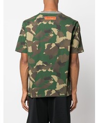 T-shirt à col rond camouflage vert foncé Heron Preston