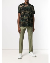 T-shirt à col rond camouflage vert foncé Valentino