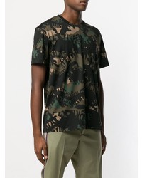 T-shirt à col rond camouflage vert foncé Valentino