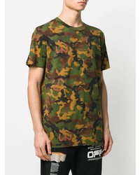 T-shirt à col rond camouflage vert foncé Off-White