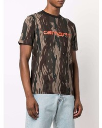 T-shirt à col rond camouflage vert foncé Carhartt WIP