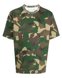 T-shirt à col rond camouflage vert foncé Heron Preston