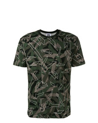 T-shirt à col rond camouflage vert foncé Les Hommes Urban