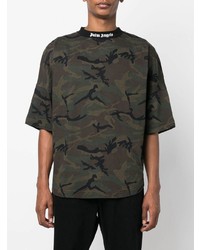 T-shirt à col rond camouflage vert foncé Palm Angels