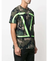 T-shirt à col rond camouflage vert foncé Valentino