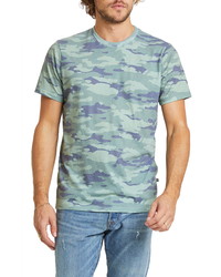 T-shirt à col rond camouflage vert menthe