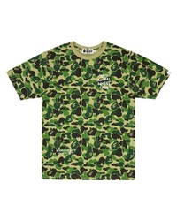 T-shirt à col rond camouflage vert