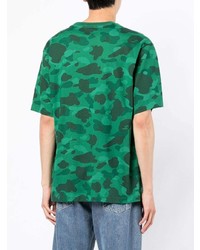 T-shirt à col rond camouflage vert A Bathing Ape