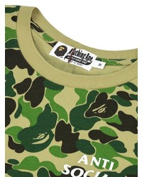 T-shirt à col rond camouflage vert A Bathing Ape