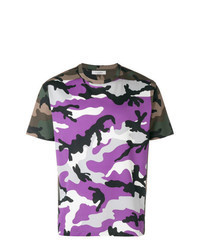 T-shirt à col rond camouflage violet