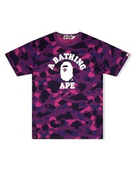 T-shirt à col rond camouflage violet A Bathing Ape