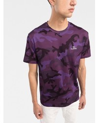 T-shirt à col rond camouflage violet Valentino