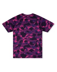 T-shirt à col rond camouflage violet A Bathing Ape