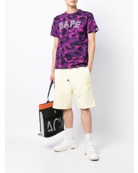 T-shirt à col rond camouflage violet A Bathing Ape