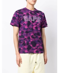 T-shirt à col rond camouflage violet A Bathing Ape