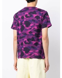 T-shirt à col rond camouflage violet A Bathing Ape