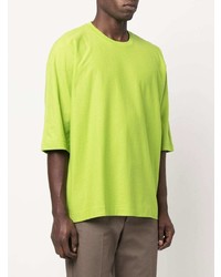 T-shirt à col rond chartreuse Homme Plissé Issey Miyake