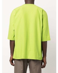 T-shirt à col rond chartreuse Homme Plissé Issey Miyake