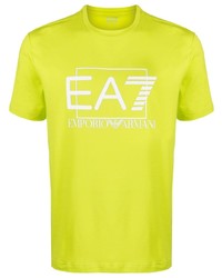 T-shirt à col rond chartreuse Ea7 Emporio Armani