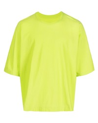 T-shirt à col rond chartreuse Homme Plissé Issey Miyake