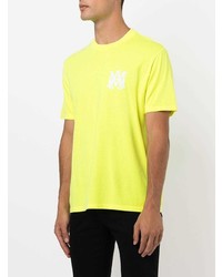 T-shirt à col rond chartreuse Amiri