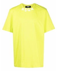 T-shirt à col rond chartreuse MSGM