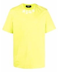 T-shirt à col rond chartreuse MSGM